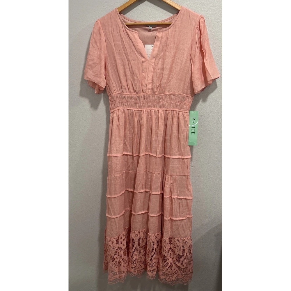 Anthropologies J Gee Boho Tiered Blush Maxi Dress Smocked Cottagecore Boho PXL